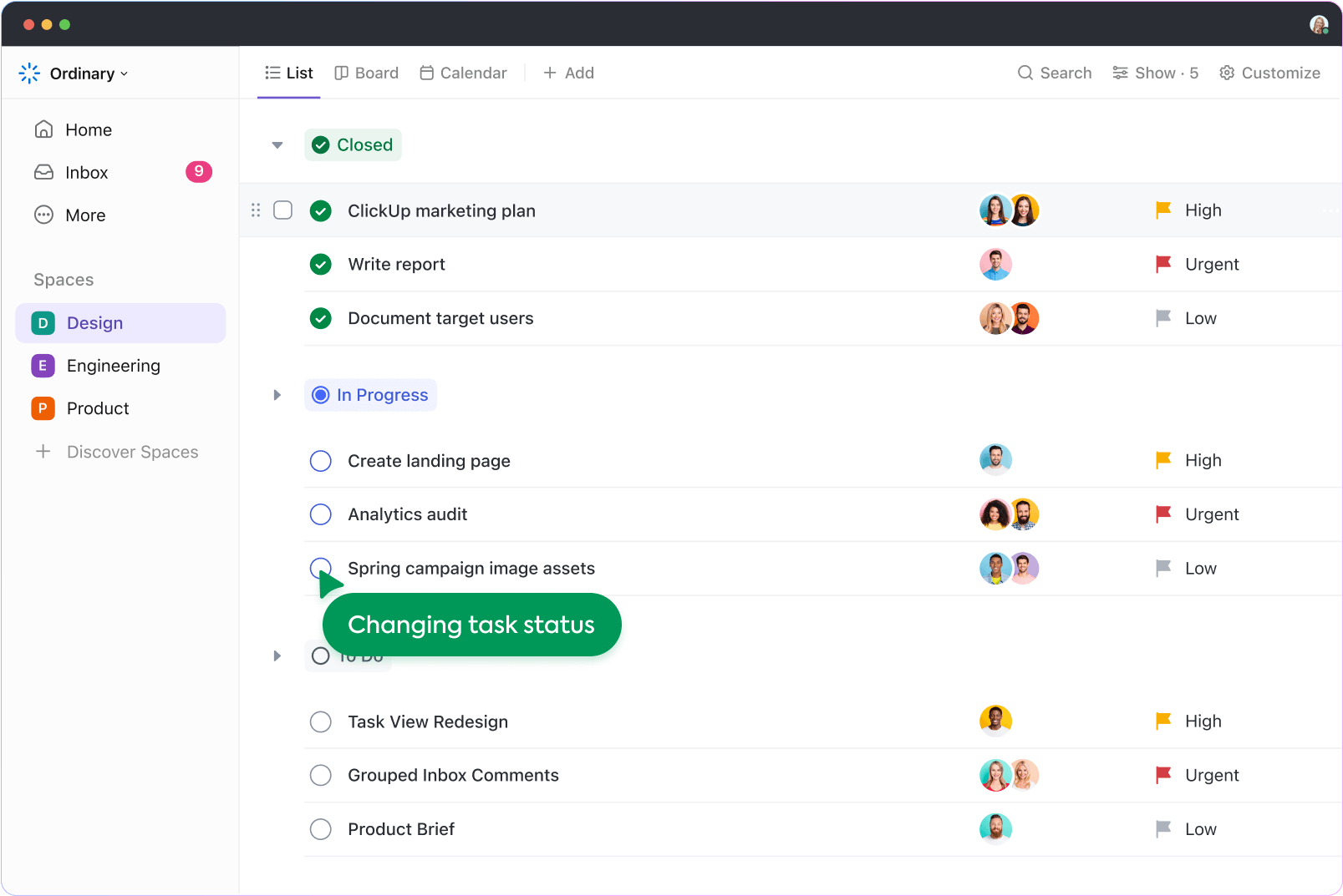 ClickUp интерфейс