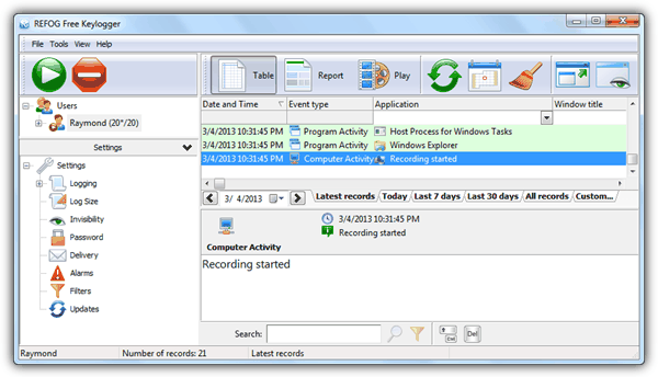 Refog Free Keylogger